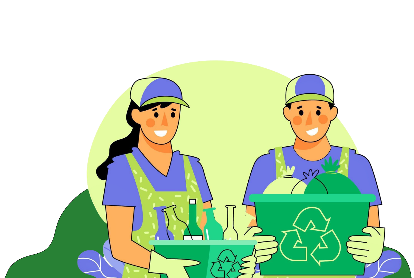 Illustration of recycling and eco-friendly products